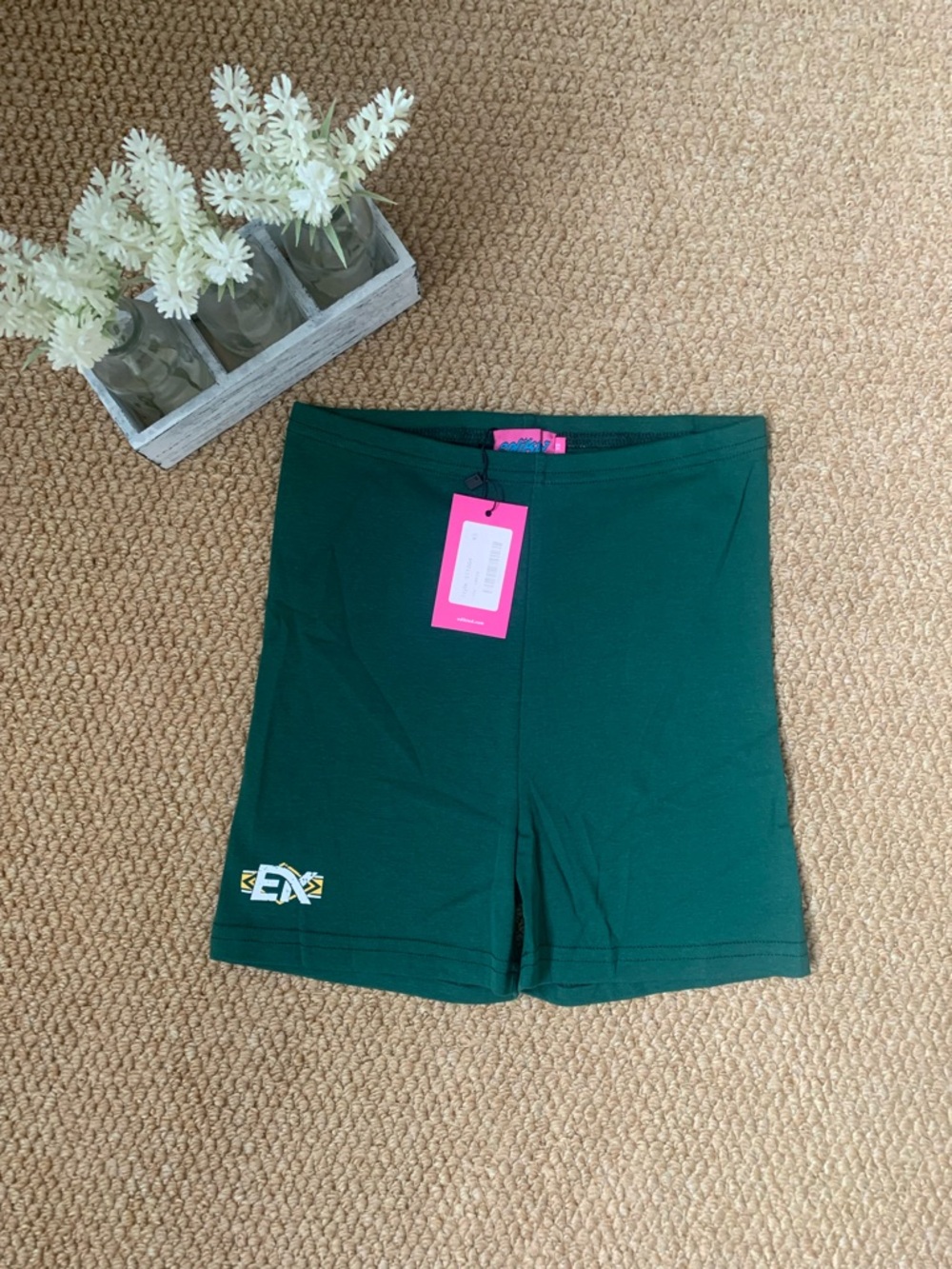 Edikted Green Biker Shorts XS Stretchy High Waist